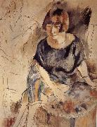 Jules Pascin Lucy and Aiermina are seated on the soft mat Spain oil painting artist